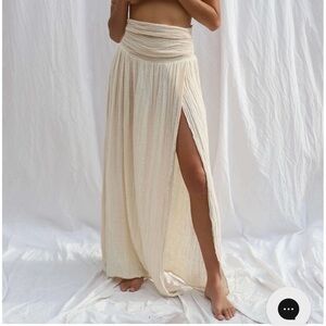 Jen’s Pirate Booty Lapis Bohemian High-Slit Maxi Skirt in Natural.
